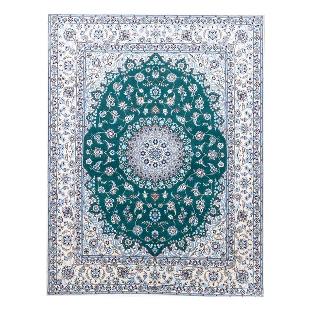 Middle Eastern Rug in Green Wool For Sale