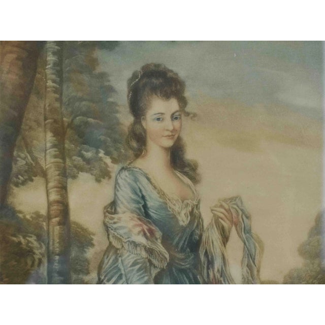 Antique Samuel Arlent Edwards Signed Original Colored Mezzotint Portrait of Mrs. Lowndes-Stone For Sale - Image 4 of 8