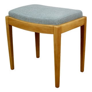 Stool in Blue Natural Fabric, 1970s For Sale