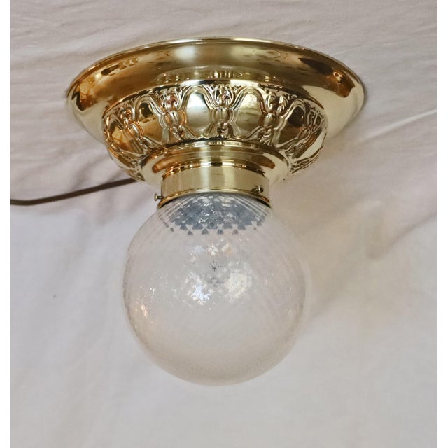 19th Century Art Nouveau Ceiling Lamp in Brass and Glass, 1890s For Sale - Image 5 of 5