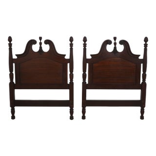 Pair of Vintage Carved Mahogany Twin Bed Headboards For Sale