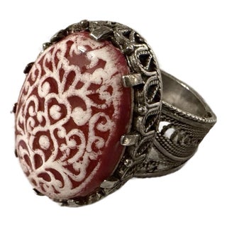 1960s DGS Turkey Sterling Silver Filigree Openwork Ornate Ring Size 10 Rare Signed For Sale