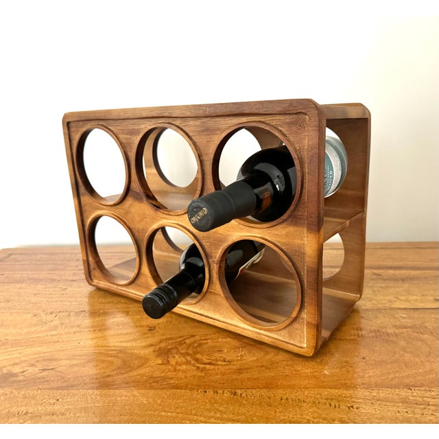 Mid-Century Modern Mid 20th Century Vintage Mid Century Modern Walnut Wine Rack, Holds 6 Bottles For Sale - Image 3 of 9