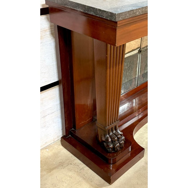 Traditional Monumental Pair Regency Revival Mahogany & Marble Consoles Manner Thomas Hope For Sale - Image 3 of 17