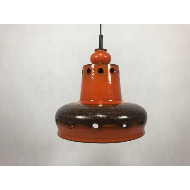 1960s Vintage German Ceramic Orange Pendant Lamp, 1960s For Sale - Image 5 of 7
