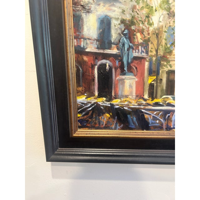 “Morning Light in a French Square” – Impressionist Oil on Board For Sale In San Francisco - Image 6 of 11