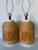 Beautiful pair of vintage 1970s coastal organic table lamps featuring ceramic bodies accented with natural bamboo and...