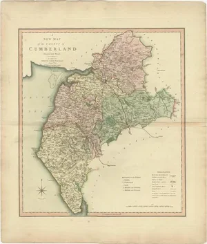 Antique Decorative and Detailed County Map of Cumberland, 1804