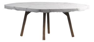 Velato Dining Table in Calacatta Marble and Chestnut Wood by Bufalini Marmi
