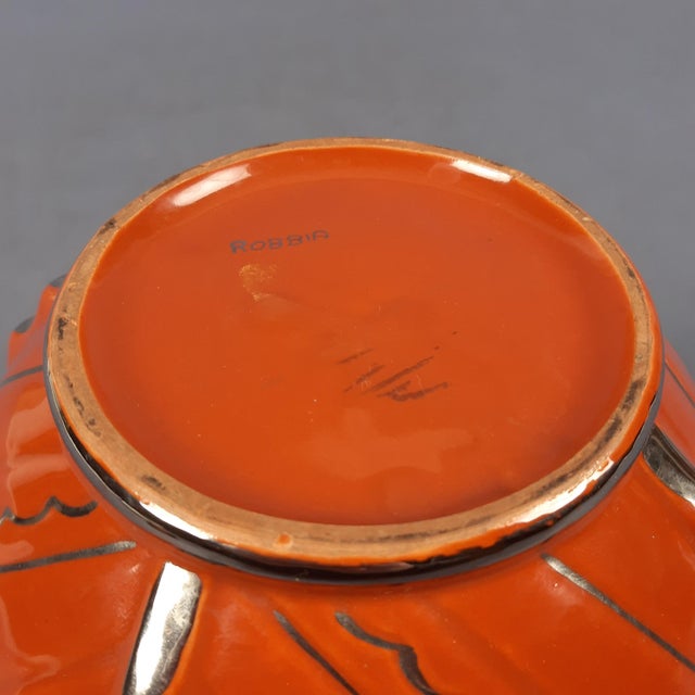 Futurist Art Deco Style Orange and Silver Ceramic Vase by Gualdo Tadino for Robbia, 1960s For Sale - Image 9 of 11