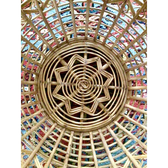 Mid 20th Century Vintage Large Woven Rattan Basket With Handle For Sale - Image 9 of 13