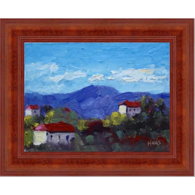 Red "Red Roofs, Italy" Contemporary Impressionist Italian Landscape Oil Painting For Sale - Image 8 of 12