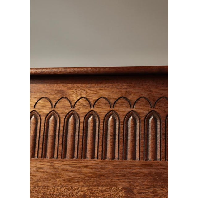 Wood Danish Gothic Style Cabinetmaker Blanket Chest in Oak, 1950s For Sale - Image 7 of 17