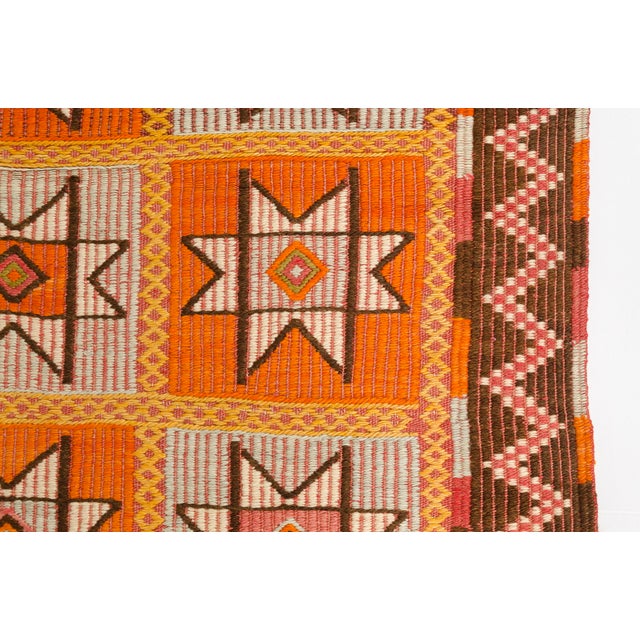 Textile Handwoven Orange & Pink Geometric Area Rug For Sale - Image 7 of 9