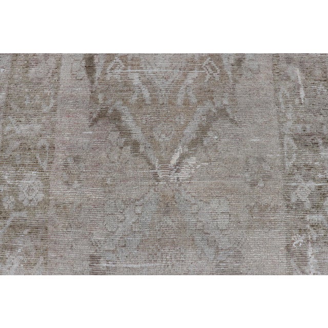 Textile Antique Turkish Oushak Rug in Taupe, Soft Brown and Faded Beige For Sale - Image 7 of 9