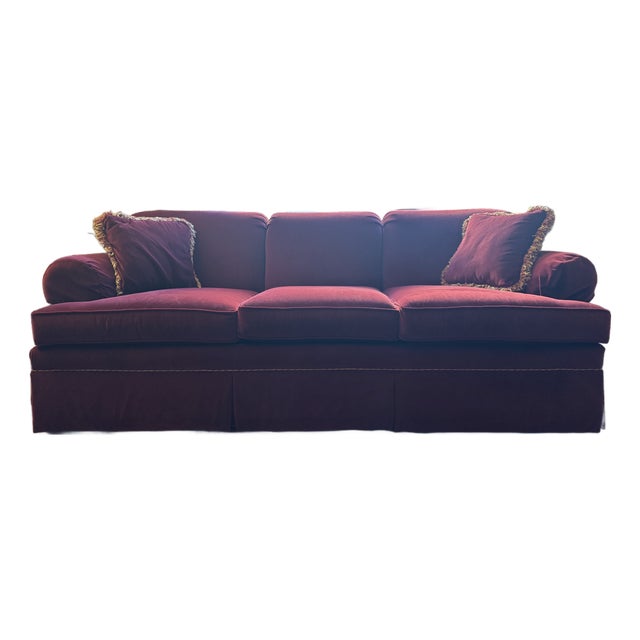 Ethan Allen Red Couch Sofa For Sale