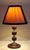 Vintage Table Lamp with Plastic Elements with Chrome-Plated Metal Rings and Fabric Shade by Aro-Leuchten, 1970s, in Good...