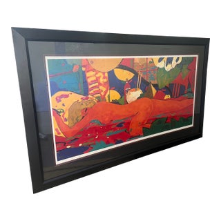 Late 20th Century Manel Anoro Spanish Artist, Print of Red Lady For Sale