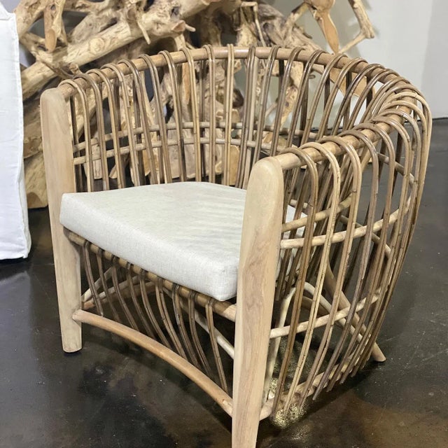 Binah Sanded Rattan Tub Chair Natural Color For Sale - Image 9 of 9