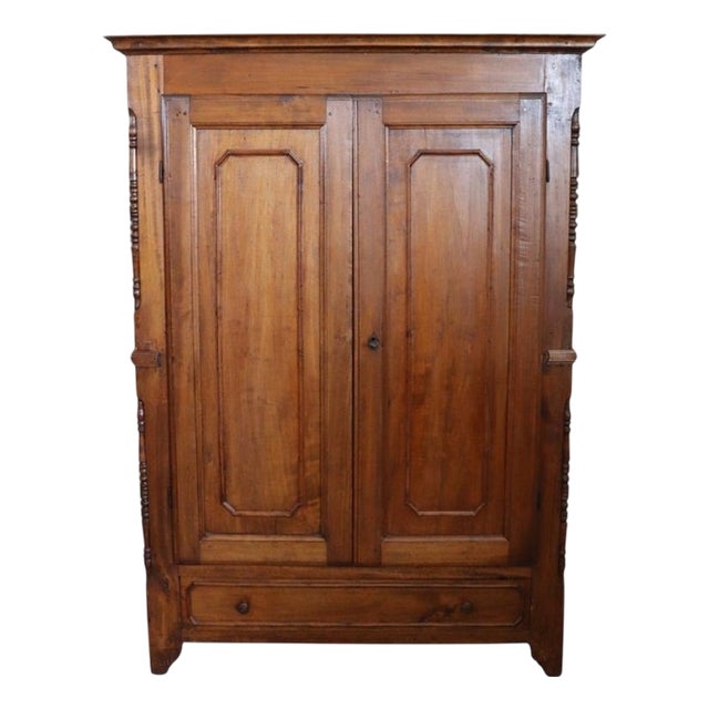 Antique Poplar Wood Wardrobe, 1800s For Sale