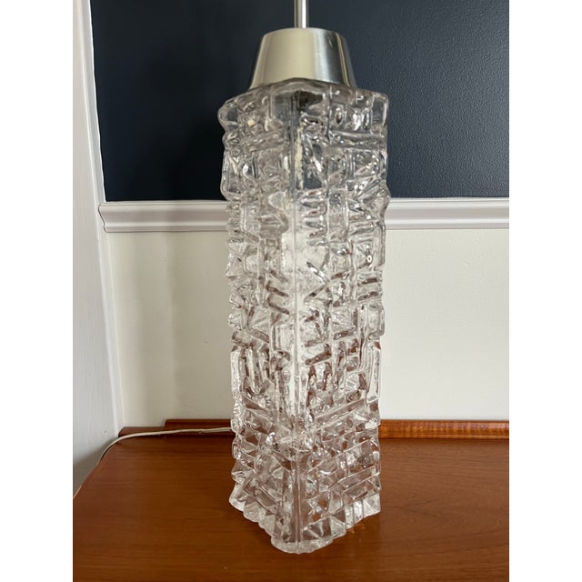 Pukeberg Glass Company Mid Century Brutalist Skyscraper Glass Lamp Pukeberg Style For Sale - Image 4 of 10