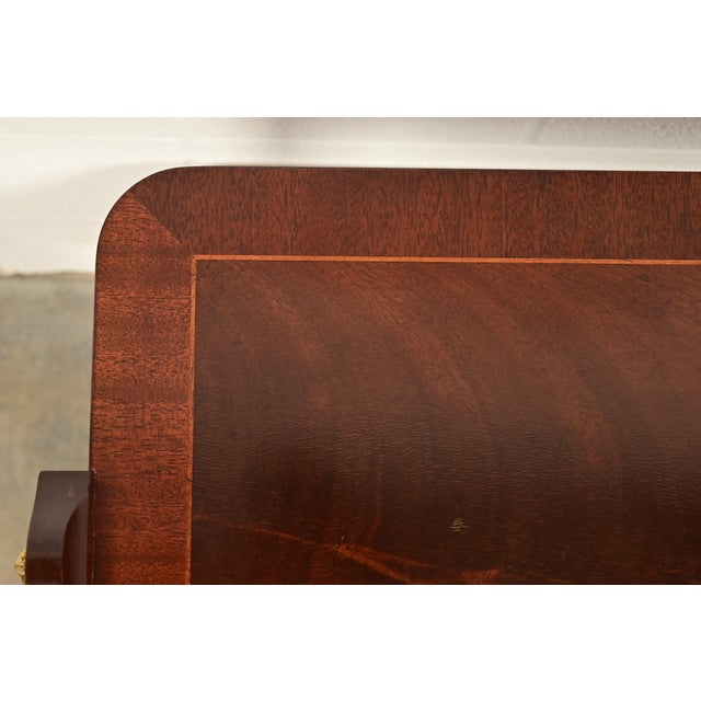 Baker Furniture Regency Banded Flame Mahogany Two-Tier Tea Table or Occasional Side Table For Sale - Image 9 of 12