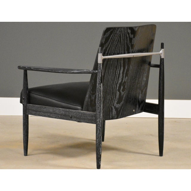 Black 1950s Danish Modern Ebonized Black Cerused Lounge Chair For Sale - Image 8 of 12