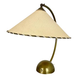 Vintage German Bauhaus Brass and Paper Table Lamp from Pitt Müller, 1950s For Sale