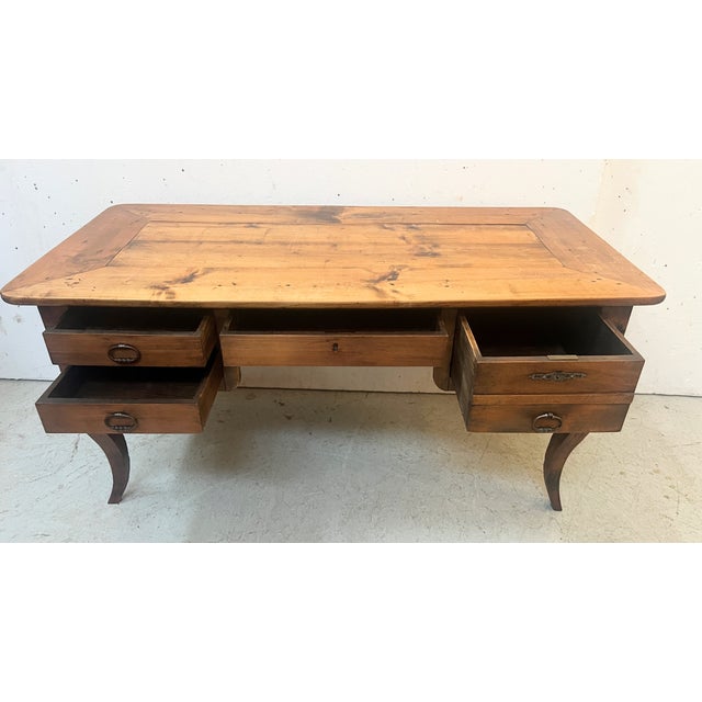 Marquetry Provincial Desk in Cherrywood For Sale - Image 5 of 18