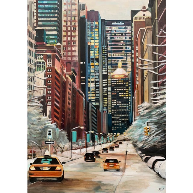Angela Wakefield, Painting of New York City Taxis in Winter Snow by Contemporary British Artist, 2020 For Sale - Image 11 of 13