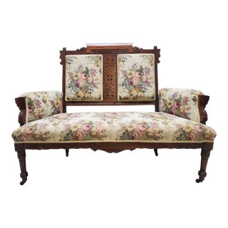 Antique Victorian Eastlake Settee Loveseat Bench 19th Century For Sale