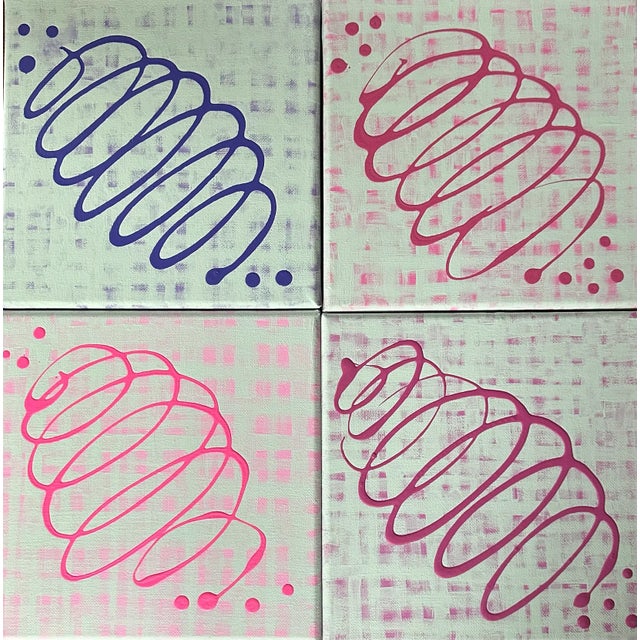 Erin Simon Original Woven "Imperfections" Set of 4 Abstract Acrylic Paintings For Sale - Image 11 of 11