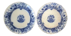Early Gater Hall Blue Flow Plates in "Clover" Floral Pattern - a Pair