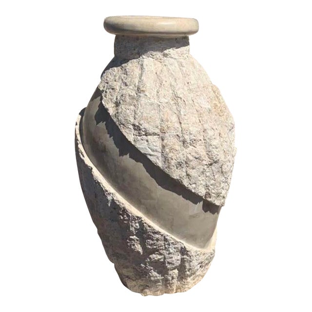 1980s Large Light Brown Mactan Tessellated Stone Floor Vase Chairish