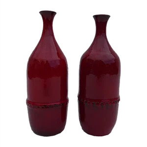 Mid-Century Belgian Eeklo Red Glazed Vases by Leon Goossens, 1960s, Set of 2