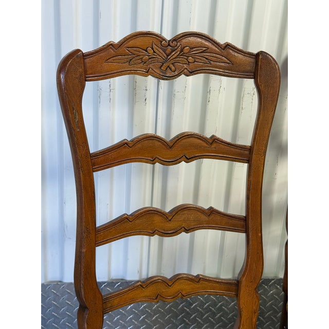 1980s Habersham French Country Farmhouse Ladderback Rush Seat Dining Chairs - Set of 4 For Sale - Image 5 of 12