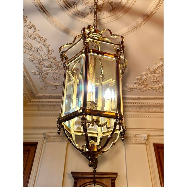 Large Vintage Monumental Brass Lantern Lamp, 1970s For Sale - Image 3 of 6