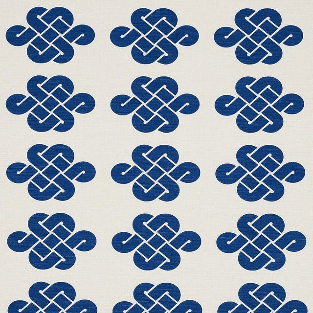 Schumacher Schumacher Penelope Knot Fabric in Blue For Sale - Image 4 of 4