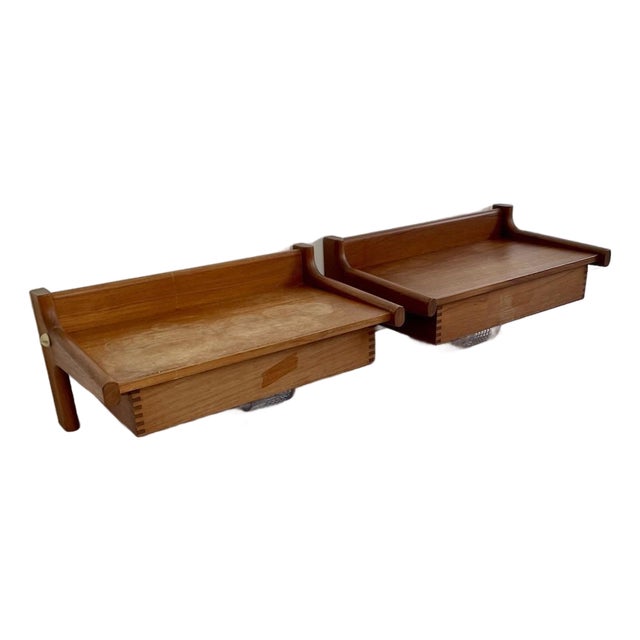 A Pair of Mid Century Floating Teak Night Stands Mid Century Danish For Sale