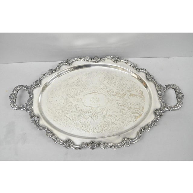 Vintage Sheffield Victorian Silver Plated Oval Platter Tray 25th Anniversary For Sale - Image 18 of 18