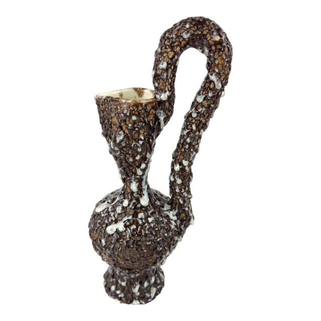 Marius Giuge Vallauris Textured Ceramic Pichet, France, Mid-Century For Sale