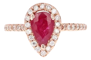 2.21 Carat Ruby Diamond 14 Karat Rose Gold Engagement Ring, Size 6.5