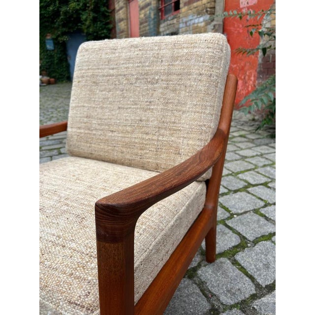 Senator Armchair in Beige Wool and Teak by Ole Wanscher for Cado For Sale - Image 9 of 11