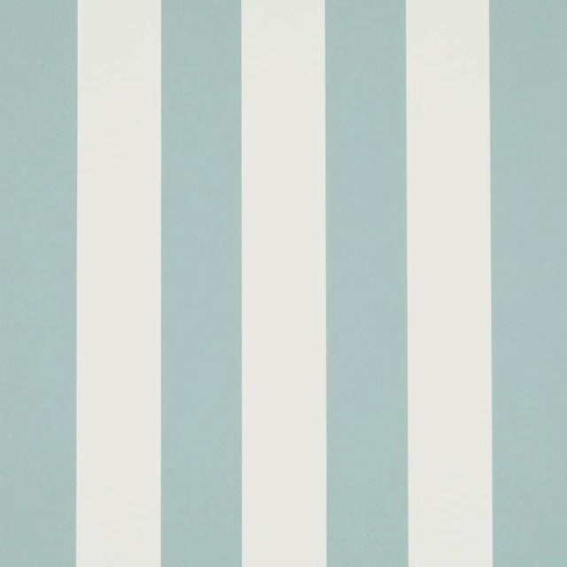SAMPLE - Schumacher Emma Stripe Wallpaper In Chambray For Sale