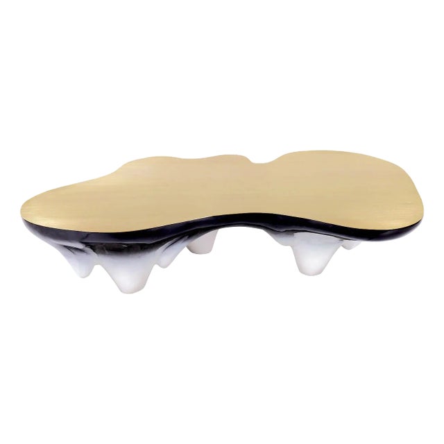 Amoeba Coffee Table (ombre Parchment & Brass) For Sale