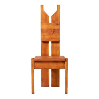 Vintage Brutalist Dining Chair in Pine, Czechoslovakia, 1970s For Sale