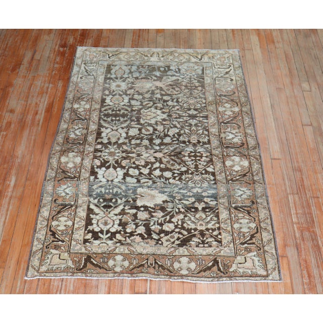 Brown Antique Persian Bidjar Carpet - 3'8" x 5'9" For Sale - Image 8 of 8
