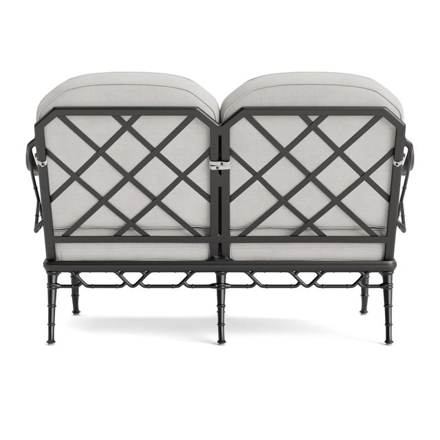 Brown Jordan Brown Jordan Calcutta Loveseat, Textured Pewter frame with Fusion Dove fabric For Sale - Image 4 of 11