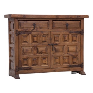 Spanish Baroque Style Walnut Chest of Drawers with Iron Fittings, 1960s For Sale