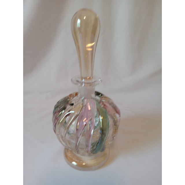 Art Deco Vintage Ion Tamaian Signed Hand Blown Art Glass Perfume Bottle With Dauber For Sale - Image 3 of 17